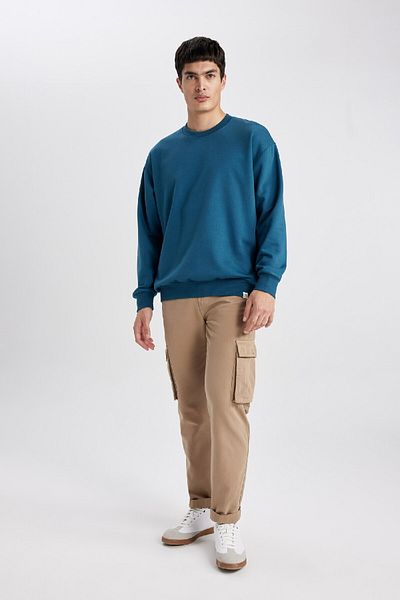 DeFacto Oversize Wide Fit Crew Neck Basic απλό φούτερ T5139az24sp