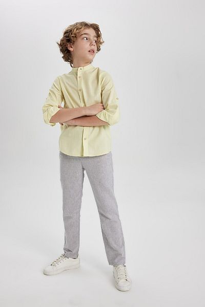 DeFacto Boy's Stand Collar Basic Solid Long Sleeve Shirt B5982A824Sm