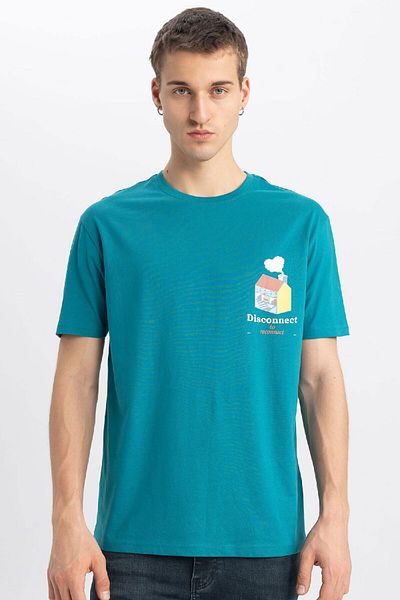 DeFacto Regular Fit Crew Neck Printed Short Sleeve T-Shirt B5067AX24SP