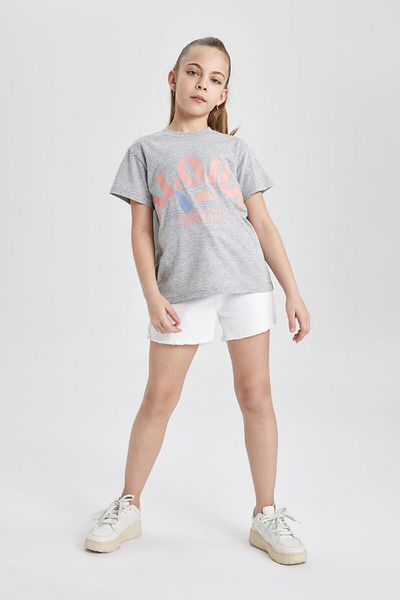 DeFacto Girl's Crew Neck Printed Short Sleeve T-Shirt B5090A824Sm