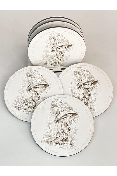 Çizgi Grafik Set de servire rotund MDF brut 6 bucăți 3 mm