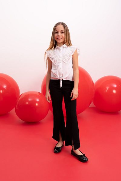 DeFacto Girl's Black Spanish Slit Leg Trousers B6893a824sm