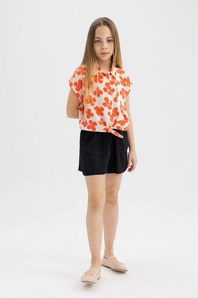 DeFacto Patterned Short Sleeve Girl's Shirt - Crop B5065a824sm