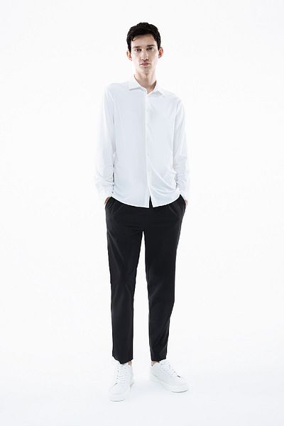 DeFacto Slim Fit Slim Fit Polo Neck Ευέλικτο ύφασμα Basic μασίφ μακρυμάνικο πουκάμισο B6491ax24sp