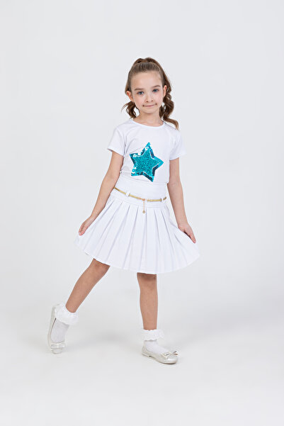 Besimo Kids Μπλουζάκι με κέντημα με αστέρια για κορίτσια 23 Απριλίου Εμφάνιση ρούχων