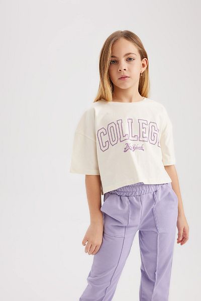 DeFacto Dámské dětské tričko Crop Crew Neck 2ks s krátkým rukávem B7795A8NS