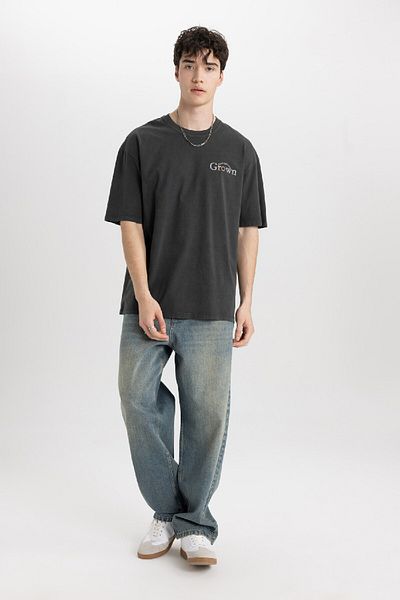 DeFacto Μπλουζάκι Comfort Regular Fit Comfortable Fit Crew με λαιμόκοψη με κοντό μανίκι B8492ax24sm