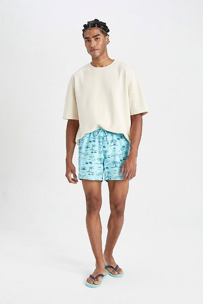DeFacto Kurze gemusterte Mesh-Badeshorts - gefüttert, B7634AX24HS
