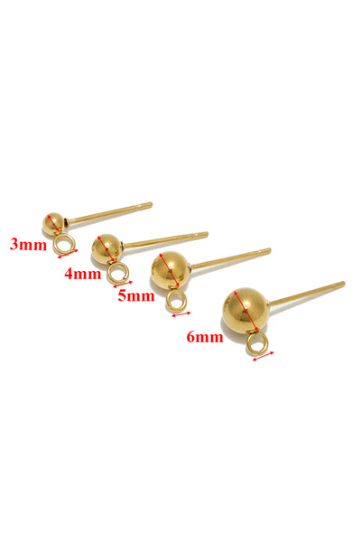 Choice أقراط ذهبية من الفولاذ المقاوم للصدأ مقاس 4 مم، 20 قطعة، لون ذهبي، 3 4...