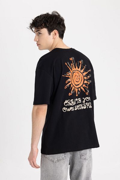 DeFacto Oversize Fit Crew Neck Back Printed Short Sleeve T-Shirt B8490ax24sm