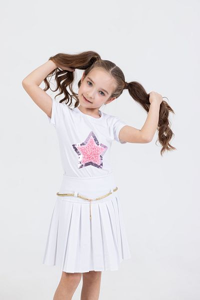 Besimo Kids Star Lacy Embroidery T-Shirt Girl's 23 April Show Clothes