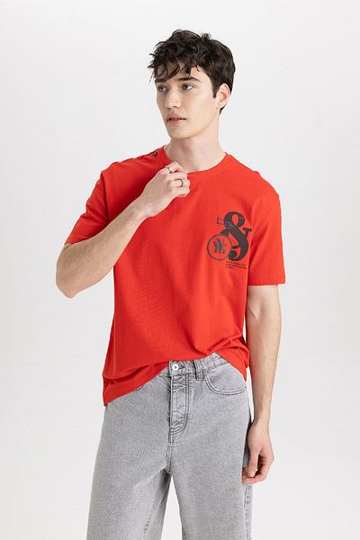 DeFacto Regular Fit Crew Neck Printed Short Sleeve T-Shirt B8479ax24sm