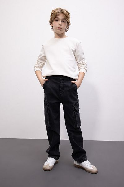 DeFacto Boys Cargo Fit Straight Leg Jean Trousers B5526A8