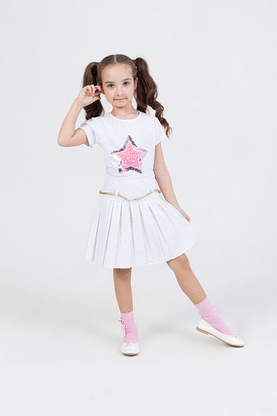 Besimo Kids Star Lacy Embroidery T-Shirt Girl's 23 April Show Clothes