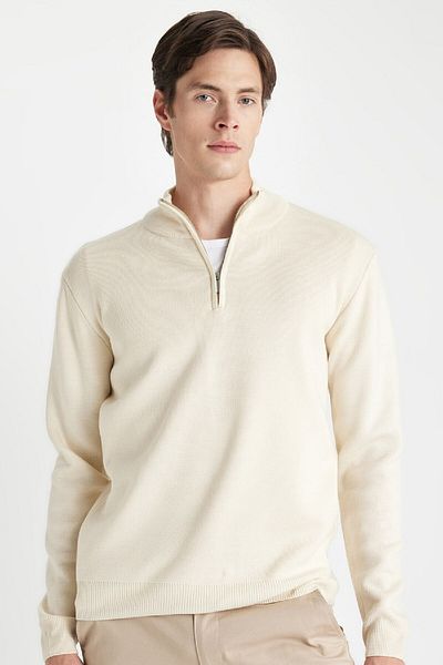 DeFacto Stand Collar Zippered Basic Knitwear Sweater - Standard Fit A5184Ax24Au