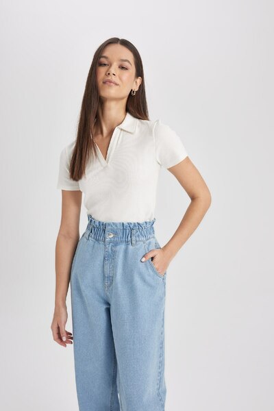 DeFacto Žebrované tričko Polo s krátkým rukávem - A0379ax24sm