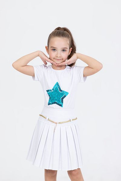 Besimo Kids Tricou cu broderie cu laser stea pentru fete 23 aprilie haine spectacol