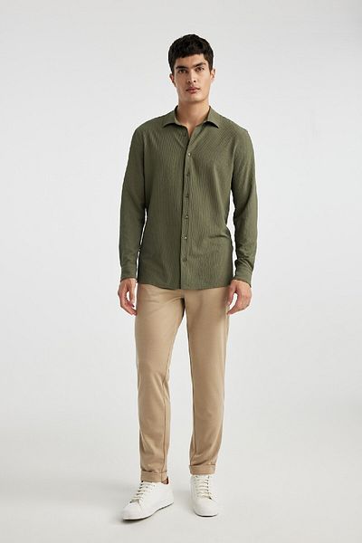 DeFacto Μοντέρνα εφαρμογή Polo Neck Basic μονόχρωμο μακρυμάνικο πουκάμισο B7384ax24sp