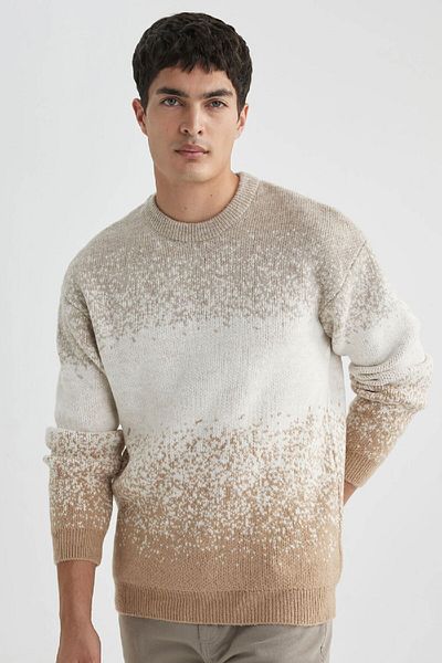 DeFacto Πλεκτό πουλόβερ με μοτίβο Crew Neck Relax Fit B8388ax23wn