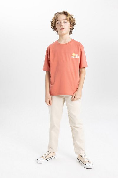 DeFacto Chlapecké oversize Wide Fit Crew Neck Back Potištěné tričko s krátkým rukávem B8894A824Sm