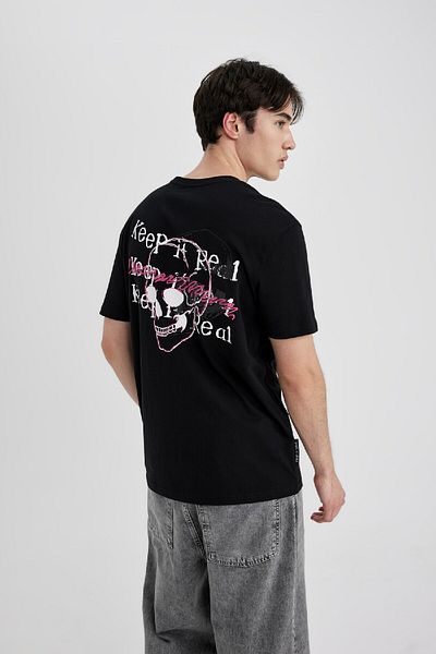 DeFacto Μπλουζάκι με κοντό μανίκι Regular Fit Crew Back Back B8844AX24SM