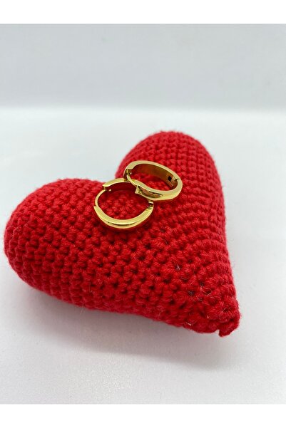 Lucky BE Collection LUCKY B&E 1,5 CM SADE HALKA ÇELİK KÜPE GOLD