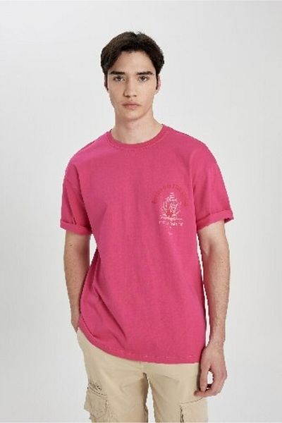 DeFacto Comfort Fit Rundhalsausschnitt bedrucktes Kurzarm-T-Shirt B8933ax24sm