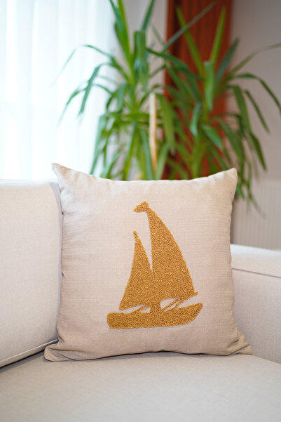 HomeSepet Husă de pernă din in brodat cu model de navigație (2 bucăți)