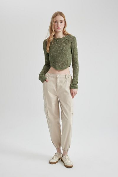 DeFacto Spodnie dresowe Cool Jogger z tkaniny gabardynowej - regularna talia, kieszenie cargo B0454Ax24Sp