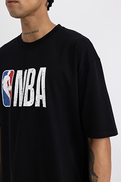 DeFacto Fit Nba Wordmark Oversize Φαρδιά Εφαρμογή Πλήρωμα λαιμόκοψη κοντομάνικο T-shirt V0772az24sm