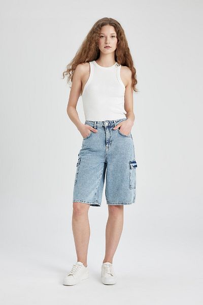 DeFacto Bermuda Jeans cu Talie Inalta - B7694ax24sm