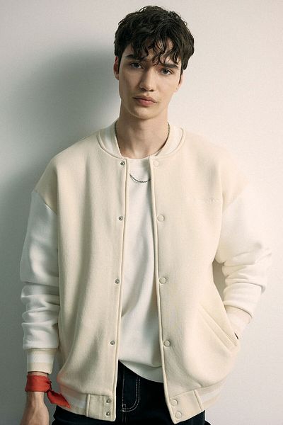 DeFacto College Collar Bomber Cardigan - Oversize with Soft Feather, Pockets, Snap Closure Model B8157Ax24Sp