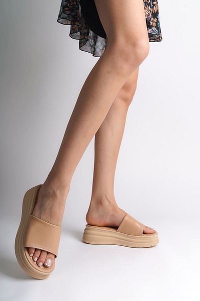 Zerenyus Γυναικείες παντόφλες ALICEX Wedge Heeled Thick and Orthopedic Sole - Skin