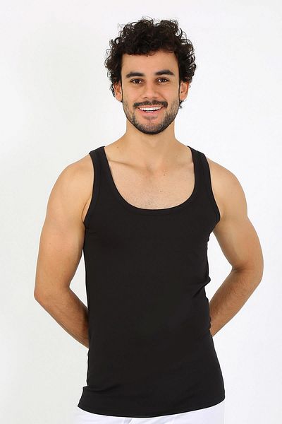 modaserdem Mdsrdm Men's Strappy Combed Cotton Tank Top-Black