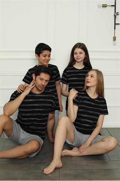 modaserdem Costum de pijama scurt din bumbac pieptănat de familie (mamă - fiică) Prețuri diferite