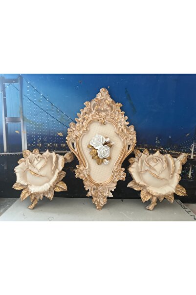 busraconcept Gül ve çiçekli tablo dekor 3lü set