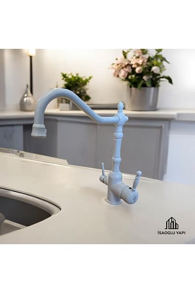 İSAOĞLU YAPI Rustic Design Matte White Kitchen Faucet