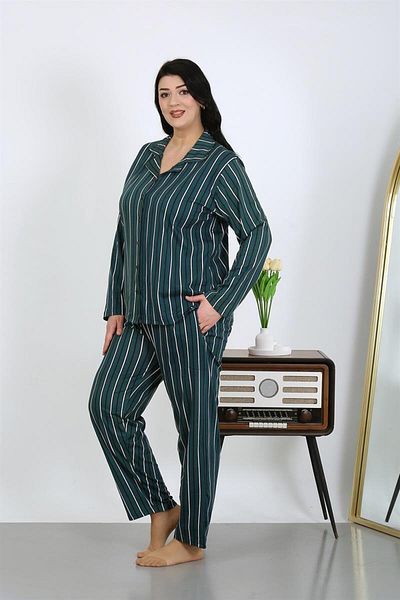 modaserdem Mdsrdm Costum de pijama cu mânecă lungă pentru femei, din bumbac, cu buzunare, cu nasturi, ulei