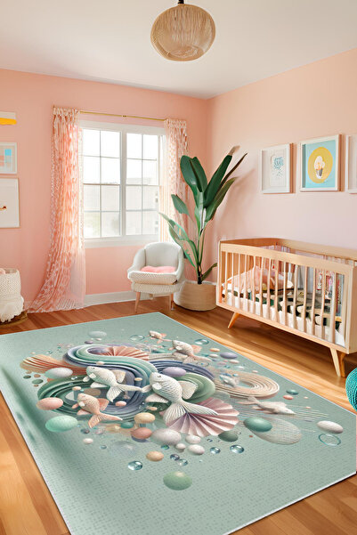 The Reef Design Su Altı 3D Balıklı Pastel Renkli Dalış Temalı Dijital Baskı O...