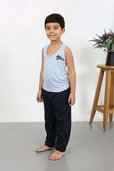 modaserdem Mdsrdm Boy's Strap Βαμβακερή Πιτζάμα Σετ-μπλε- 100% Βαμβάκι