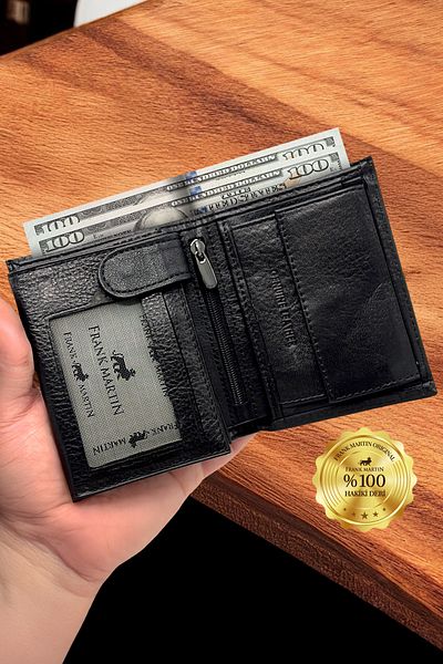 Frank Martin Cuba Genuine Leather Black Men's Coin Compartment Wallet