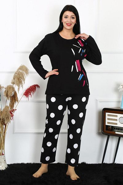 modaserdem Mdsrdm Costum de pijama din bumbac pieptănat cu mânecă lungă pentru femei - 100% bumbac