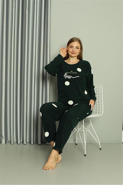 modaserdem Mdsrdm Welsoft Fleece Set de pijamale pentru femei de mărime mare, culoare petrol