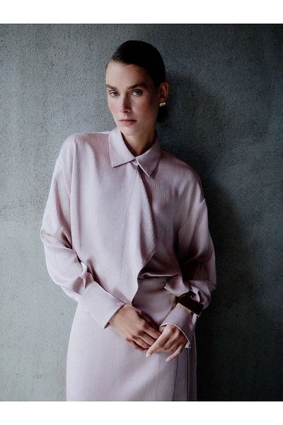 LC Waikiki Lcw modest pink ruffle detailed women's shirt tunic