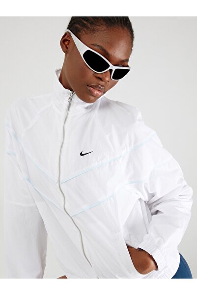 Nike Sportswear Essentials Windrunner Loose UV Woven Lined Full-Zip Beyaz Kad...