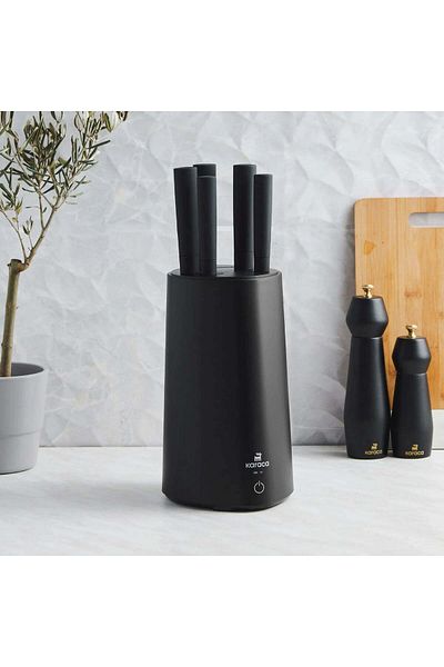 Karaca Karaca Meister Knife Sterilizer Block Set, 5 Piece, Black Silver