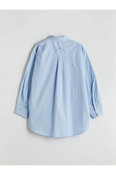 LC Waikiki Cămașă pentru femei LCW Modest Blue Broderie Poplin Tunica