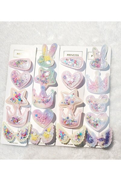 LAV MER KİDS Yıldız Figürlü Simli Çocuk Saç Aksesuar Seti – Toka ve Lastik Se...