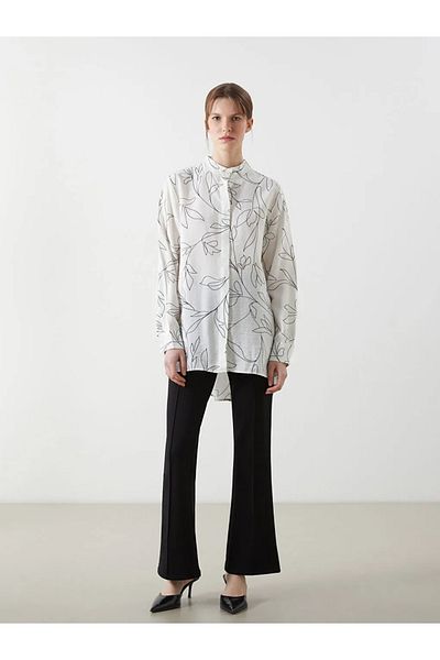 LC Waikiki Lcwaikiki Classic Ecru Prevailing Collar Patterned Women's Shirt Tunic