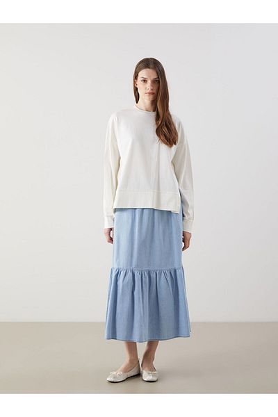 LC Waikiki New Season Women's Jean Skirt with Elastic Waist